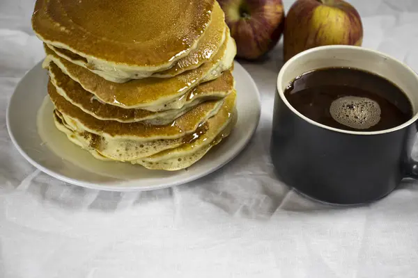 Американские Блинчики Блинчики Вкусные Быстрые Завтрак Какао — стоковое фото