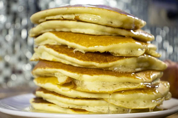 Panqueques Americanos Los Panqueques Son Sabrosos Rápidos Desayuno Con Cacao — Foto de Stock