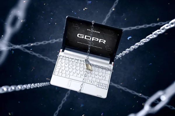 Chained Laptop Gdpr Sign Conception Personal Data Protection Interface Created — Stock Photo, Image