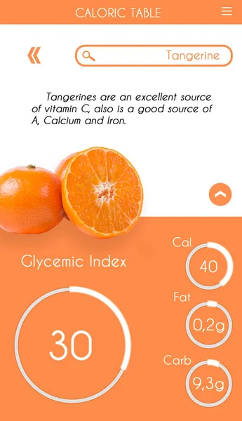 Glycemische index applicatie voor smartphone scherm — Stockfoto