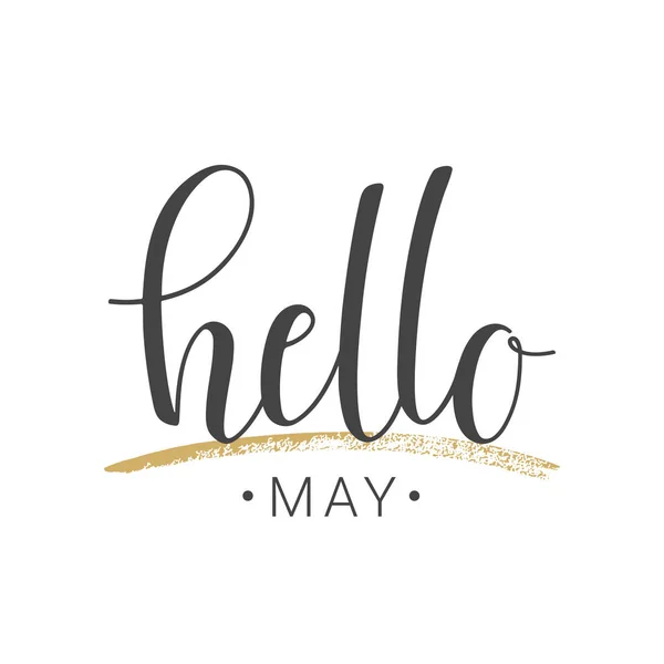 Huruf tulisan tangan dari Hello May pada latar belakang putih - Stok Vektor