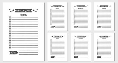 Haftalık Goller. Beyaz Arka Planda Vektör Şablonu.