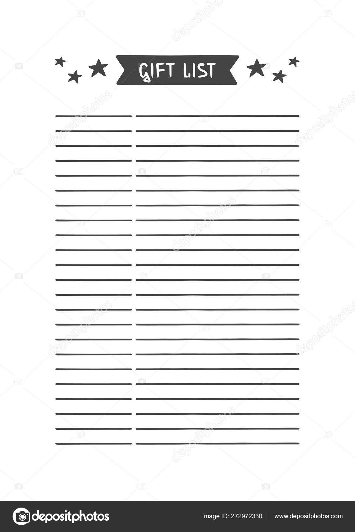 Gift List Vector Template For Agenda Planner And Other Stationery Vector Image By C Kitalek Vector Stock