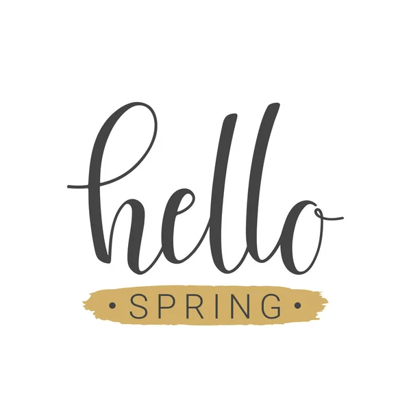 Letras manuscritas de Hello Spring em fundo branco —  Vetores de Stock