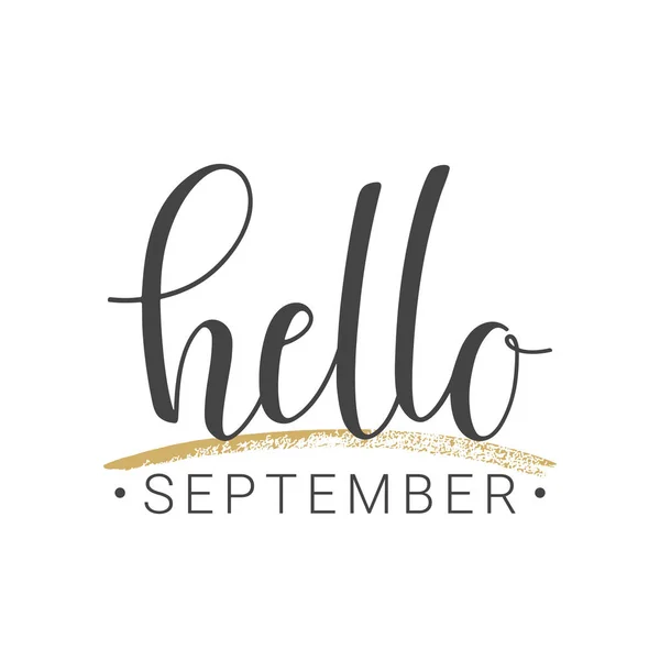 Handskriven skrift av Hello september — Stock vektor