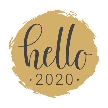 Merhaba Yeni Yıl 2020 El Yazısı Yazı. Vektör İllüstrasyonu.