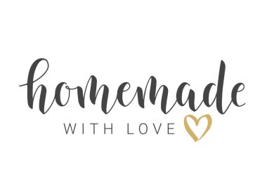 Sevgiyle Ev Yapımı Mektubu. Banner, Card, Kartpostal, Davetiye, Parti, Poster, Yazdırma veya Web Ürünleri Şablonu. Beyaz Arkaplanda tecrit edilmiş nesneler. Vektör Stok Resimleri.