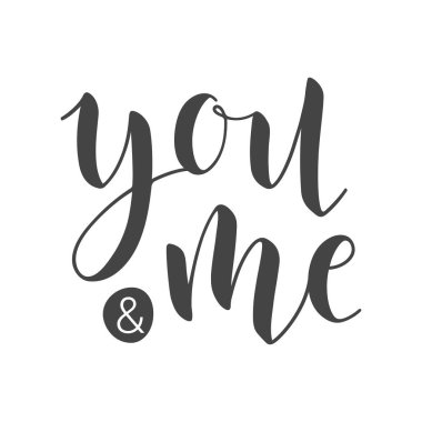 Vektör İllüstrasyonu. Senin ve benim el yazısıyla yazılmış mektubumuz. Banner, Card, Etiket, Kartpostal, Poster, Yapıştırıcı, Yazdırma veya Web Ürünleri Şablonu. Beyaz Arkaplanda İzole Nesneler.