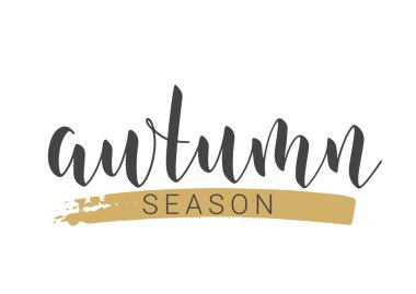 Elle yazılmış sonbahar mektubu sezonu. Banner, Card, Davetiye, Parti, Poster, Yazdırma veya Web Ürünleri Şablonu. Beyaz Arkaplanda tecrit edilmiş nesneler. Vektör Stok Resimleri.