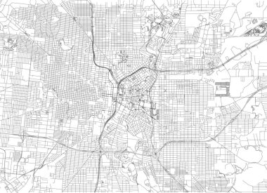 San Antonio, şehir haritası, Teksas sokaklarında. Yollar ve kent içi. Amerika Birleşik Devletleri. İkinci şehirdir Teksas'ın en kalabalık