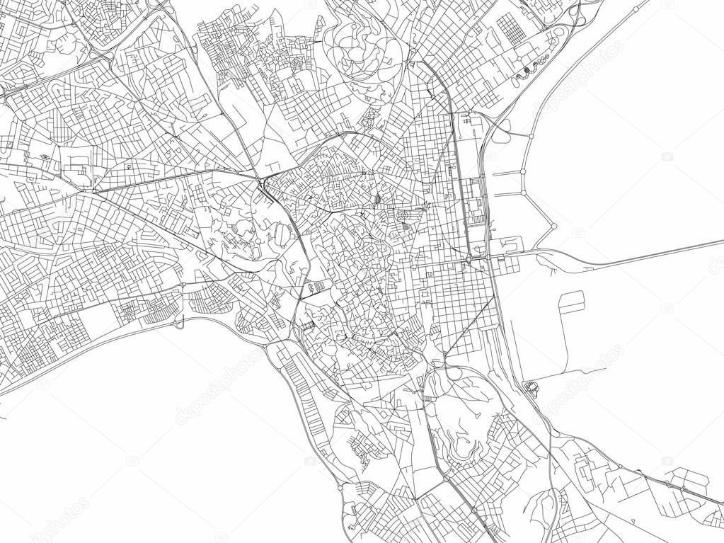 Streets of Tunis, map of the city, capital, Tunisia. Street. Africa