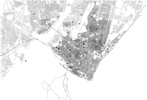 Maputo, harita şehrin sokaklarında sermaye, Mozambik. Sokak. Afrika. Alan ve evler unban