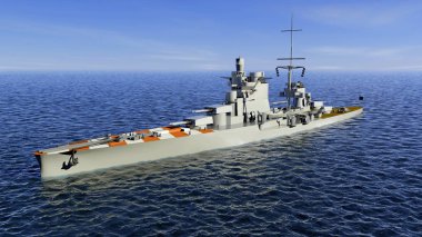 Zara-sınıfı ağır kruvazör İtalyan Regia Marina (Kraliyet Donanması), savaş gemisi, cruiser, 3d render Pola yapıldı