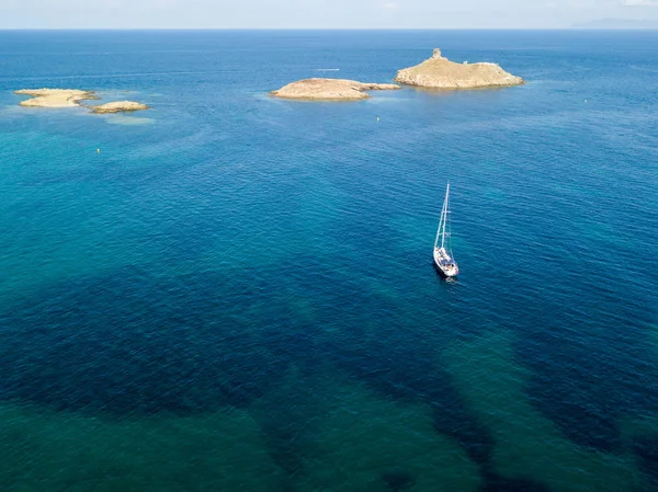 Aerial View Islands Finocchiarola Mezzana Terra Peninsula Cap Corse Corsica — Stock Photo, Image