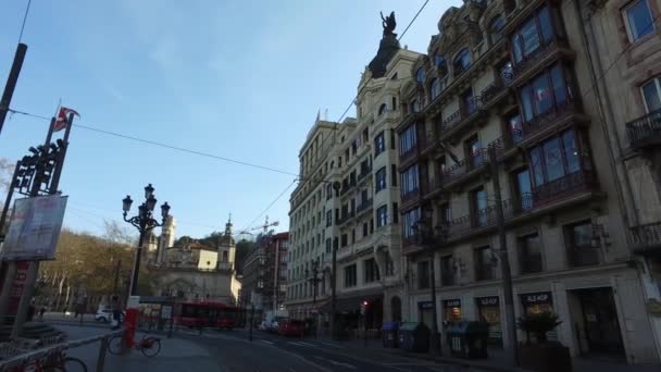 Vista Rua Calle Arenal Areatza Praça Arriaga 2017 Bilbau Espanha — Vídeo de Stock