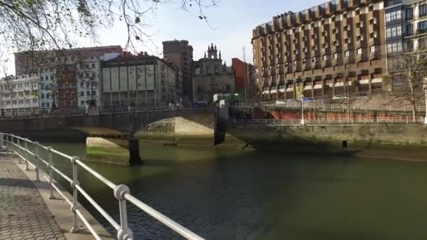 Pałace Nad Rzeką Nervión Centrum Bilbao Hiszpania 2017 — Wideo stockowe