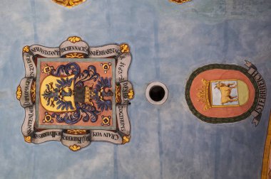 Slovenya, 24/06/2018: Castle Şapel St George Ljubljana Castle (Ljubljanski grad) süslü tavan, en eski ortaçağ kalesi 11. yüzyılın bölümlerini inşa