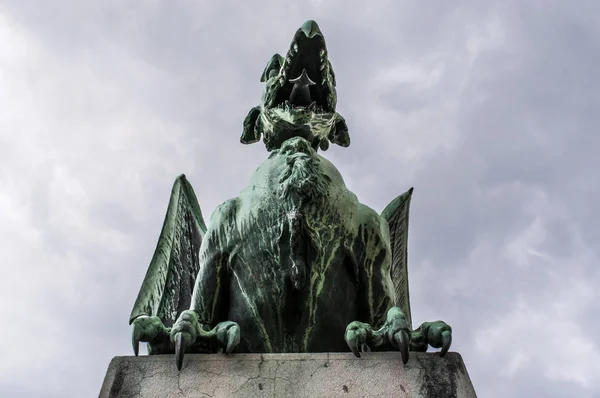 Slovenia 2018 Dragon Statue Jurij Zaninovi Dragon Bridge Zmajski Most — Stock Photo, Image