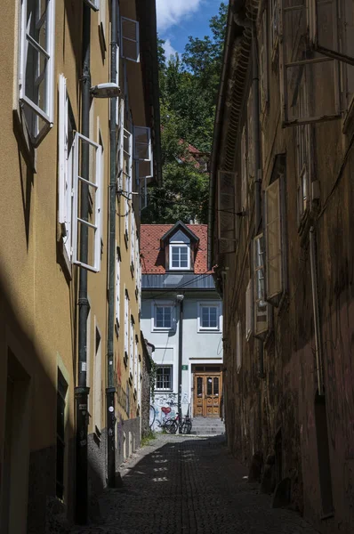 Slovenya 2018 Ljubljana Nın Başkenti Şehir Sokakları Renkli Dekore Edilmiş — Stok fotoğraf