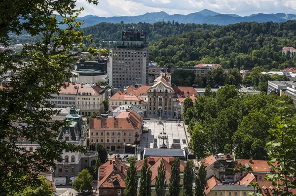 Slovinsko 2018 Letecký Pohled Kongresové Náměstí Kongresni Trg Lublaně Postaven — Stock fotografie