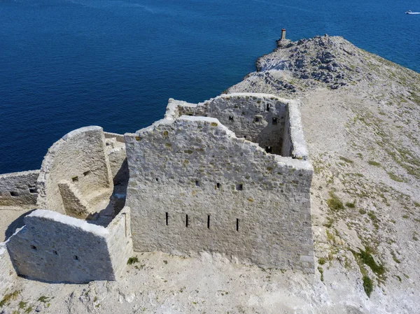 Luftaufnahme Der Ruinen Der Antiken Festung Fortica Auf Der Insel — Stockfoto