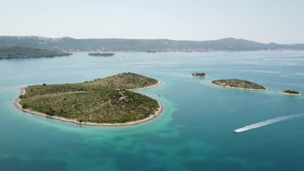 Flygfoto Över Form Ett Hjärta Kroatien Island Älskare Otok Galesnnjak — Stockvideo