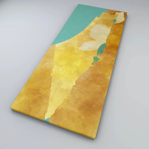 Карта Израиля Карта Границы Рукопись Рельефы Озера Рендеринг — стоковое фото