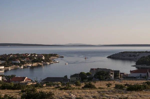 Croacia 2018 Vista Panorámica Atardecer Maquis Mediterráneos Puerto Gajac Pequeño —  Fotos de Stock
