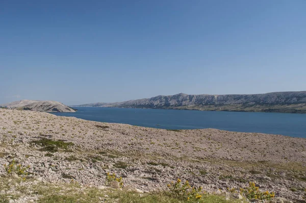 Croácia 2018 Vista Panorâmica Fiorde Aldeia Metajna Uma Pequena Aldeia — Fotografia de Stock