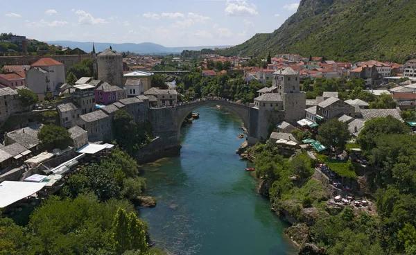 Bosnia 2018 Horizonte Stari Most Puente Viejo Puente Otomano Del —  Fotos de Stock