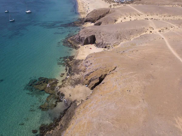 Veduta Aerea Delle Coste Frastagliate Delle Spiagge Lanzarote Spagna Canarie — Foto Stock