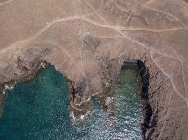 Εναέρια Άποψη Του Ακανόνιστες Ακτές Και Παραλίες Του Lanzarote Ισπανία — Φωτογραφία Αρχείου