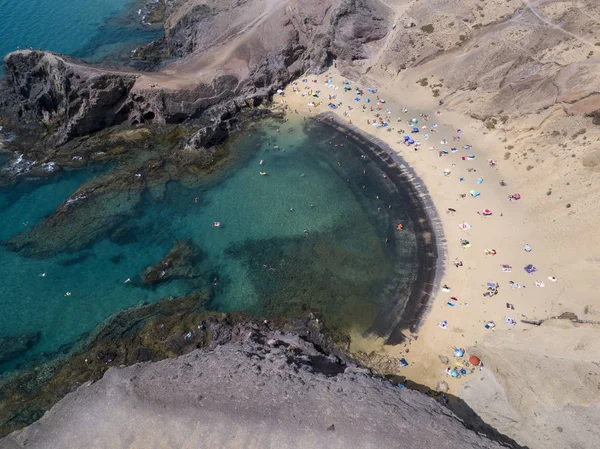 Luftaufnahme Der Zerklüfteten Küsten Und Strände Von Lanzarote Spanien Kanarienvogel — Stockfoto