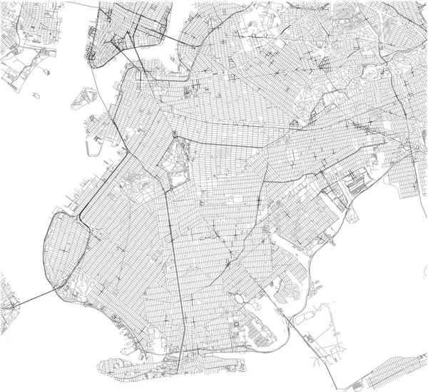 Brooklyn Carte New York Rues Quartier Plan Ville Pays Bas — Image vectorielle