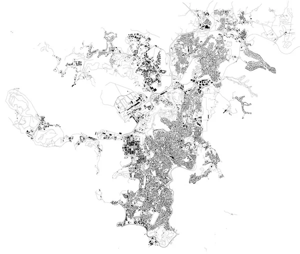 Carte Nouméa Vue Satellite Ville Nouvelle Calédonie Maisons Rues — Image vectorielle