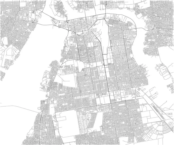 Mapa Jartum Vista Satélite Ciudad Sudán Calles África — Vector de stock