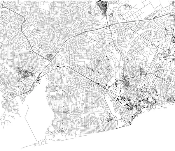 Mapa Accra Widok Satelity Miasto Ghana Ulice Afryka — Wektor stockowy