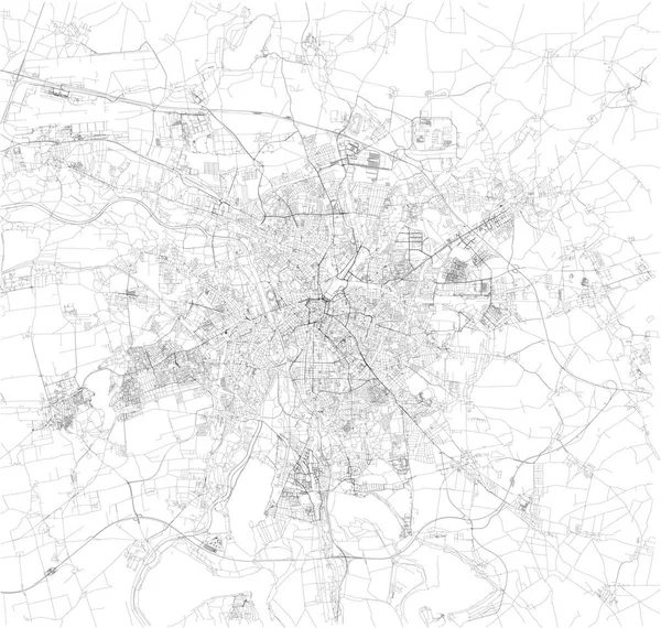 ライプチヒ地図表示 衛星ビュー 黒と白の地図 ディレクトリと市の地図 ドイツ — ストックベクタ