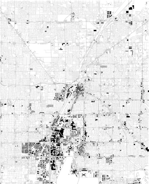 Kaart Van Las Vegas Satellietweergave Zwart Wit Kaart Stratenplan Van — Stockvector