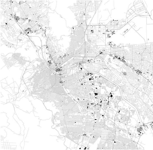 Visa Svart Och Vitt För Paso Karta Ciudad Juarez Satellitkarta — Stock vektor