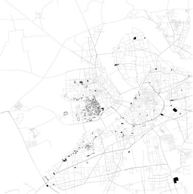 Surat, Gujarat, uydu görünümü, siyah ve beyaz harita haritası. Sokak dizin ve şehir haritası. Hindistan