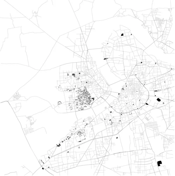 Mapa Surat Gujarat Visão Satélite Mapa Preto Branco Diretório Ruas — Vetor de Stock