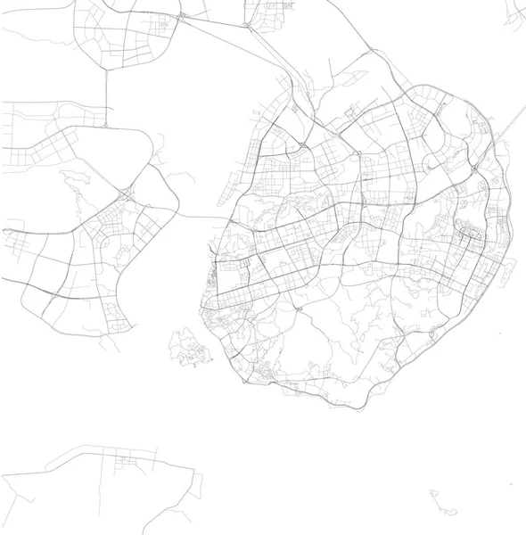 Mapa Xiamen Província Fujian Visualização Satélite Mapa Preto Branco Diretório — Vetor de Stock