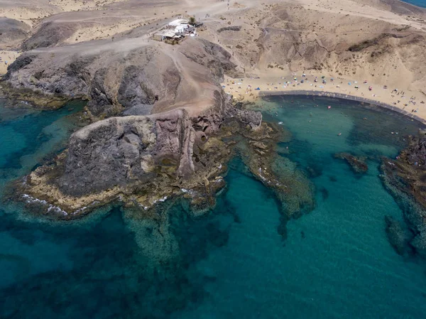 Vue Aérienne Des Rives Des Plages Déchiquetées Lanzarote Espagne Canaries — Photo