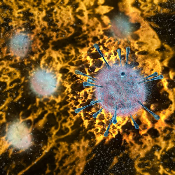 Vírus Código Genético Bactérias Microrganismos Vistos Microscópio Novos Vírus Renderização — Fotografia de Stock