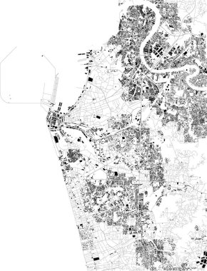 Şehrin sokaklarında Colombo, Sri Lanka, uydu haritası. Sokak dizin ve şehir merkezinin haritası