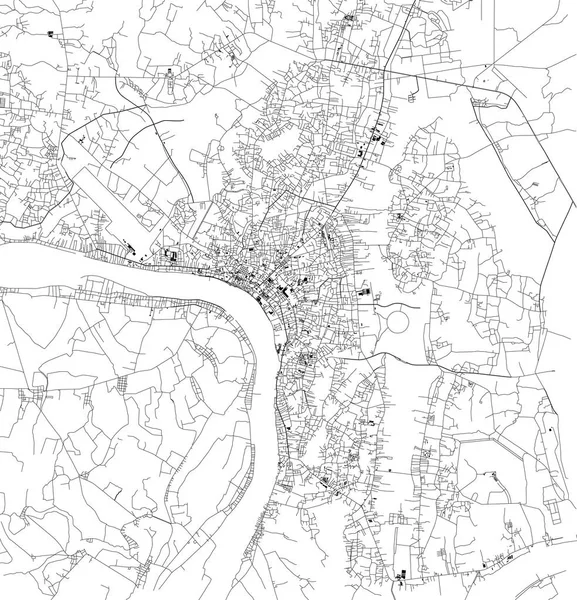 Δορυφορικό Χάρτη Της Vientiane Λάος Στους Δρόμους Της Πόλης Οδικός — Διανυσματικό Αρχείο