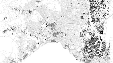 Adalia'da, Türkiye, şehrin sokaklarında uydu haritası. Sokak harita, şehir merkezi. Asya