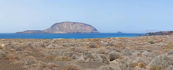 Canarische Eilanden 2018 Zandweg Bush Desertic Landschap Naar Het Strand — Stockfoto