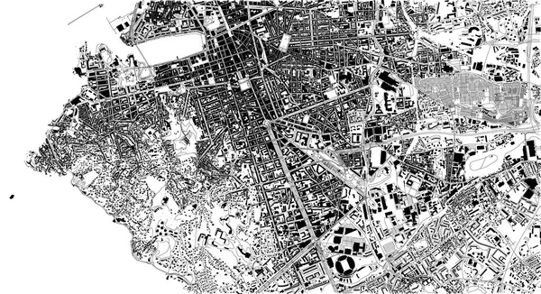 Спутниковая Карта Марсель Франция Улицы Город План Города Центр Города — стоковый вектор